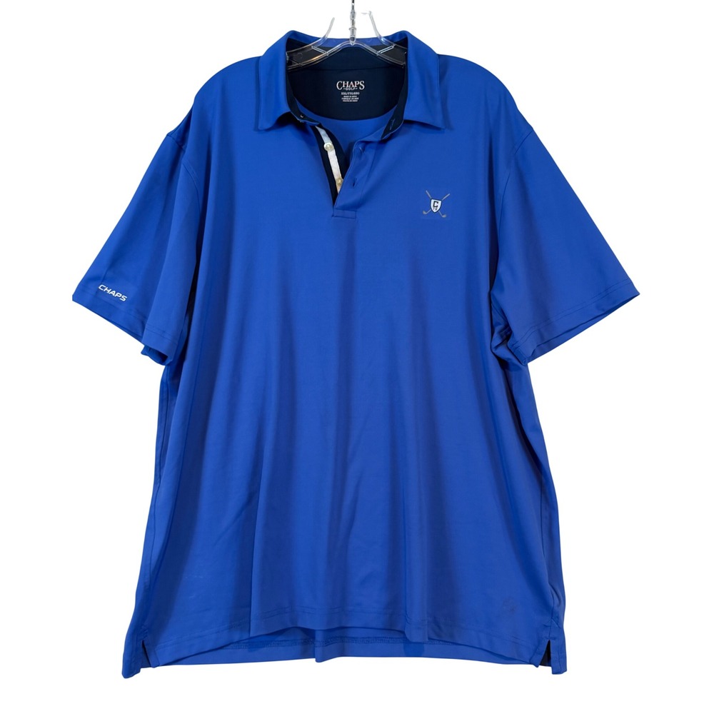 Chaps Golf Mens XXL Dazzling Blue Performance Polo Shirt Gorpcore Golfing Preppy